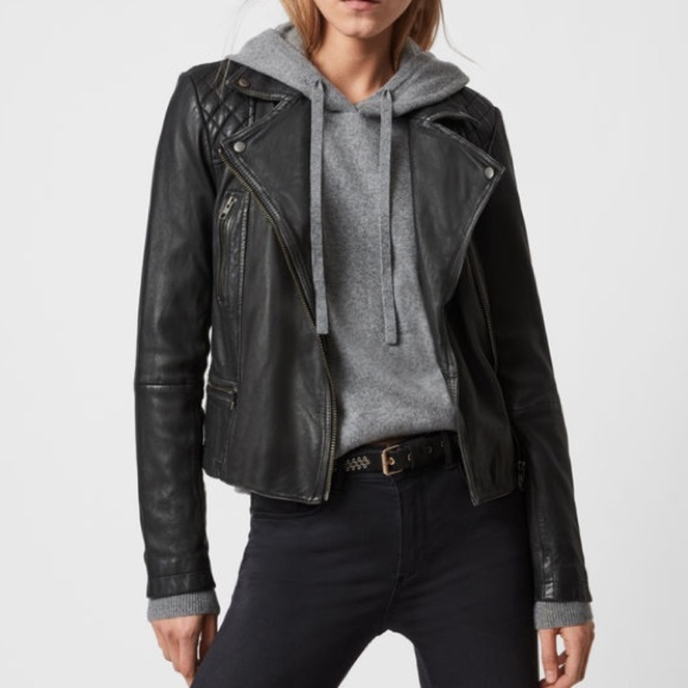 AllSaints Cargo Leather Biker Jacket